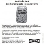 Allergiewaarschuwing IKEA pasta in elandvorm