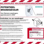 Veiligheidswaarschuwing Siemens wasdrogers