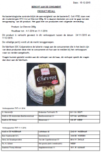 Terughaalactie Le Chevrot kaas