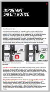 Veiligheidswaarschuwing Specialized fietsen met snelspanners