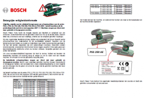 Veiligheidswaarschuwing Bosch schuurmachines