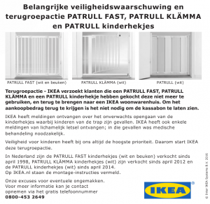 Terughaalactie IKEA kinderhekjes Patrull