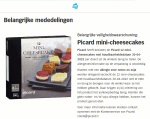Advertentie allergenenwaarschuwing Picard Mini-Cheesecakes (Albert Heijn)