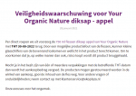 Advertentie terugroepactie Your Organic Nature Diksap Appel