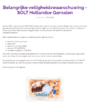 Melding terugroepactie SOLT Hollandse Garnalen