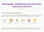 Melding terugroepactie Jay & Joy producten