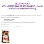 Melding terugroepactie Nice & Nuts Studentenhaver